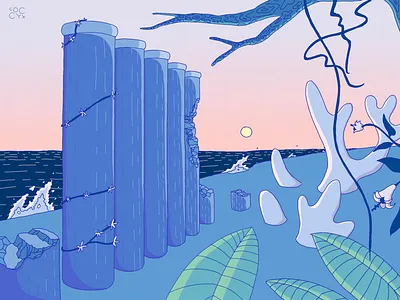 a futuristic natural world digital art dystopia fantasy imagination natural nature outlines sunset utopia warm