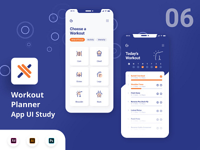Workout Planner App app branding design flat illustration logo minimal ui ux vector