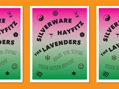 Wingdings Show Flier concert poster gig poster gradients green music pink pink and green risograph san francisco show poster wingdings