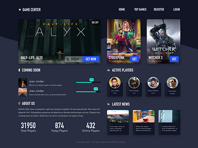 Game store UI dark ui game site site design store store design ui design website design