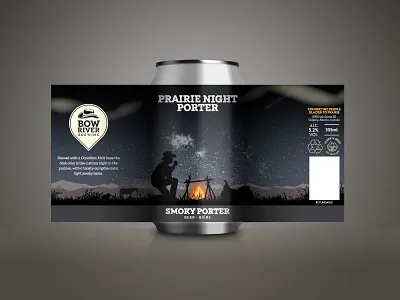 Craft beer label design -Smoky Porter beer beer can brand identity branding cowboy craft beer design illustration label landscape night packaging prairie smokey vector