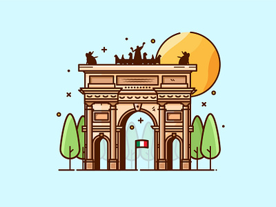 Milan - Arco Della Pace arco della pace best flat design illustrator italy italy italy vector illustration milan icons simple design web icons