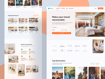 Pomah Rent House - Landing Page booking clean guesthouse home homepage house landing page real estate rent room stay travel trip ui web design website