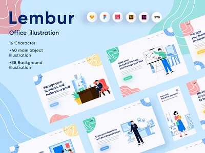 Lembur - Office Kit Illustration business business illustrations character character design design employee flat design flat illustration header illustration illustration kit office office illustration presentation ui ui8 vector website