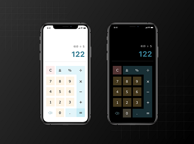 Calculator adobe xd app calculator calculator app calculator design calculator ui daily ui dailyui dark mode dark theme design fresh colors fresh design ios ios app ios app design minimal ui ux