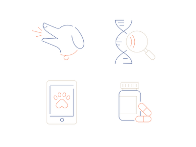 Bark! New Treatment Icons branding design system digital dna genetic health health app healthcare icon set illustration modern monoline science simple ui vector