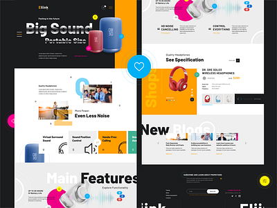 Eliink Website Template - UI/UX Homepage branding branding design clean color creative design designs ecommerce flat design headphones idea landingpage template templates ui ui ux design ux website website design wordpress