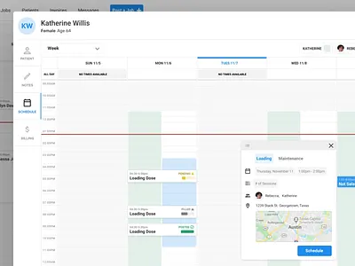 Pharmacy schedule modal ux