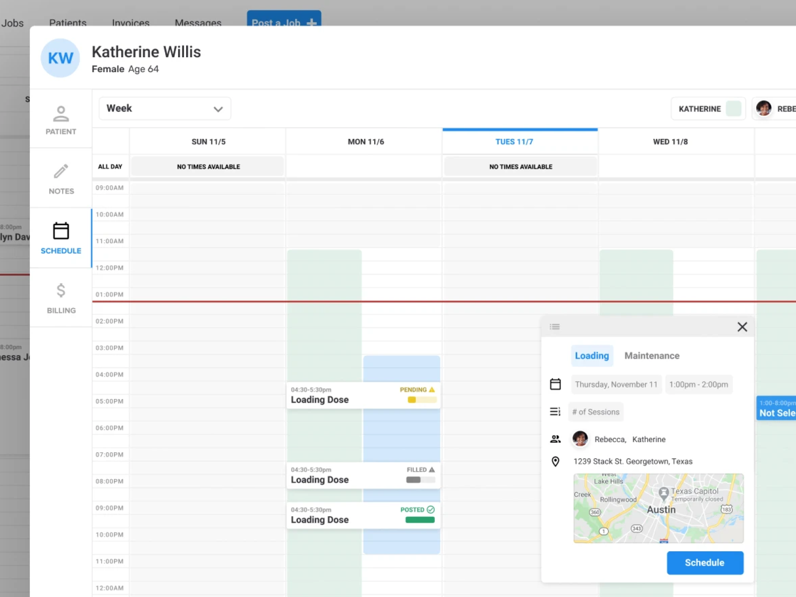 Pharmacy schedule modal by Bryce Thompson on Dribbble