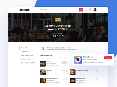 Zomato Coffee Shop Awards 2020- Jakarta [LIVE] app awards coffee coffeeshop design dribbble dribbble best shot indonesia inspiration interaction design jakarta minimal shot ui ui ux ux zomato