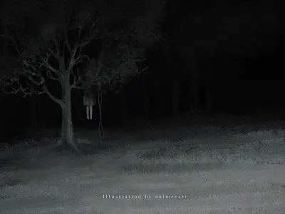 Hanging background concept creepy darkness illustration landscape procreate scary