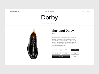 Common Project — product page design interface minimal minimalism minimalist minimalist design ui ux web website