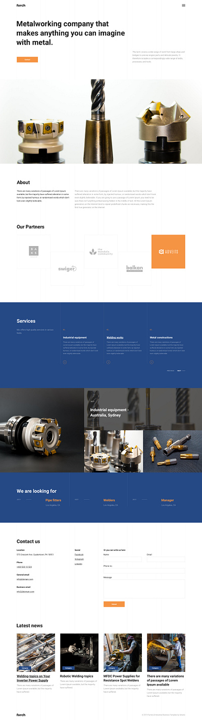 Forch - Factory & Industrial Business Sketch Template design engineering factory free free figma free sketch industrial industry mechanical metal plastic sketch steel template ui ux welding work