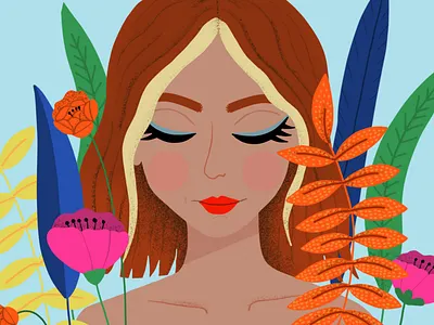 Fun with Faces Daily Challenge apple pencil botanical colour design flowers illustration ipad pro plants portrait procreate procreateapp woman woman portrait