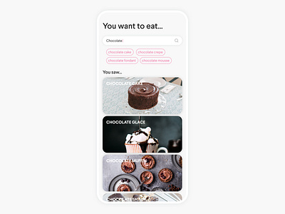 Daily UI Challenge #022 - Search app cake chocolate daily ui daily ui 22 recipes search bar search results searching ui ui design