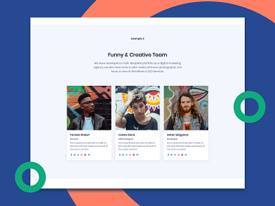 Bootstrap Team Cards from Pixel Pro UI Kit bootstrap bootstrap 4 bootstrap4 cards clean colorful modern profile cards social socialmedia team team cards theme themesberg ui