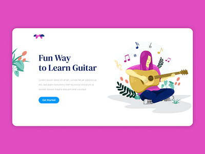 Header Illustration For guitar Lesson application buttons design icon illustration typography ui user interface ux vector