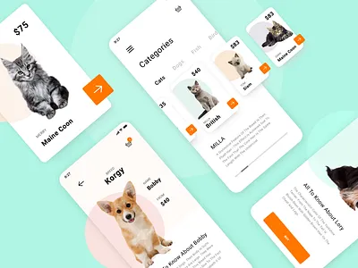 Pet shop App animal app basket cards ui catalog design digital list menu pet petshop shop ui