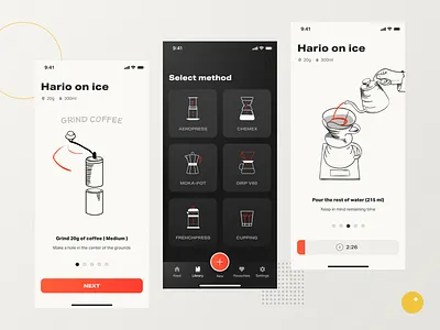 Coffeen mobile app 02 app brewing coffee dieterrams gradient illustration mobile ui vector