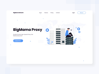 BigMama Proxy Landing page clean creative design graphic design home icons illustration landingpage main motion pricing proxy ui ux vpn web