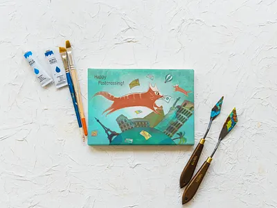 Postcard for e-shop happypostcards.de flat illustration vector