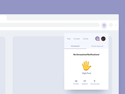 Omni - No New Notifications Concept app app design blue cards chrome chrome extension extension high five interaction notification notifications stats tasks