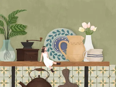 A little girl design girl illustration plant