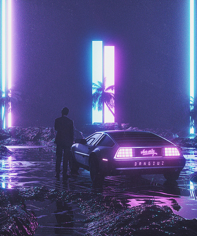 Technicolor 3d 3d art c4d cyberpunk dangiuz octane octanerender outrun vaporwave