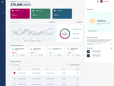 Investment Dashboard dashboard investment securities uidesign uiux