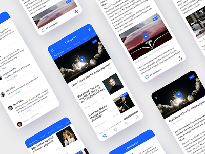 News app app clean feed ios mobile news tabbar tesla ui user interface design