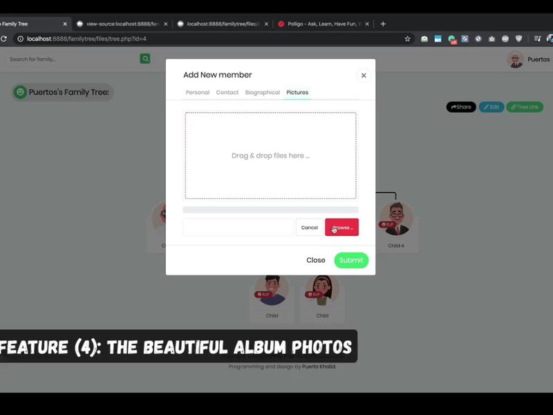 Family Tree PHP Script dashboard family family tree familytree form login php script puerto webdesign website