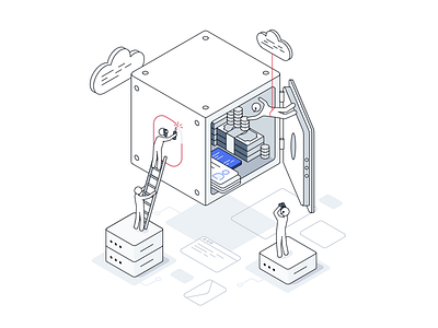 Cloud security attack attack cloud concept graphic illustration isometric it safe security servers tech