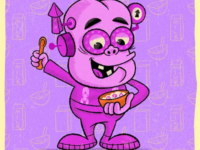 Franken Berry cereal frankenberry illustration ipadpro mascot monster procreate retro