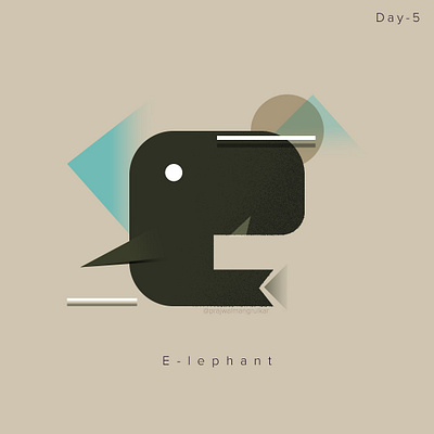 letter e 36daysoftype 36daystype07 basic shapes elephant illustraion vector vector illustration vectorart