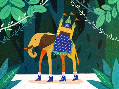 Elephant Castle animal animal illustration carpet castle elephant forest heels jungle leaf plant plants