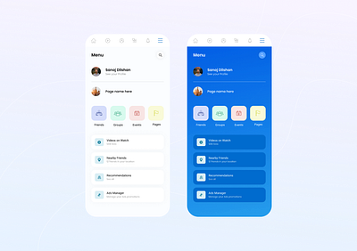 Facebook navigation Design Concept app design app designers facebook facebook navigation mobile app design mobile ui ui design user interface