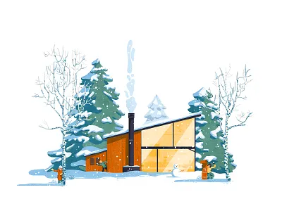 Snow battle architecture battle character fire fireplace garden graphic house house design illustration nature people plants ski snowball technology toboggan winter
