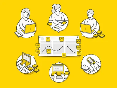 Remote Working brand identity design branding design hand drawn illustration remote work vector