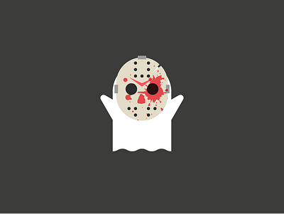 Cute Ghost with mask blood cute flat ghost jason jason voorhees mask vector