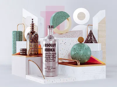 absolut. 3d 3dart abstract cgi colorful digitalart drink geometry illustration render shapes simulation space vodka