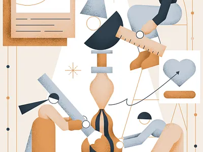 Craft association 2d artificialintelligence business character computer design future geometry girl graphic icon illustration machine minimal pattern vector woman work