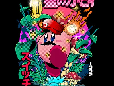 Kirby in mario world artwork illustration kirby mariobros nintendo nintendo switch super smash bros