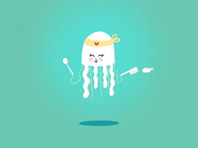 The Jellyfish Cook animal illustration cute art design flat illustration illustration art jellyfish procreate