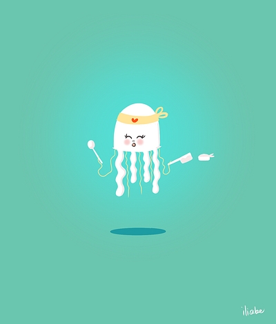 The Jellyfish Cook animal illustration cute art design flat illustration illustration art jellyfish procreate