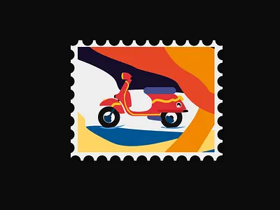 scoot branding colorful design drawing illustration minimal moped move postcard poster scoot scooters vector