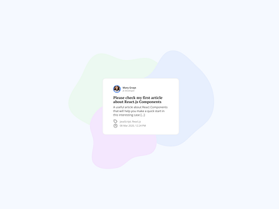 A card prototype for a blog post with smooth colors app card design cards ui clean design flat illustration minimal typography ui ux web website