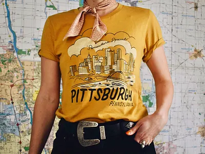 Pittsburgh Design | Steel City building city cityscape clouds illustration pittsburgh retro steel city t shirt design
