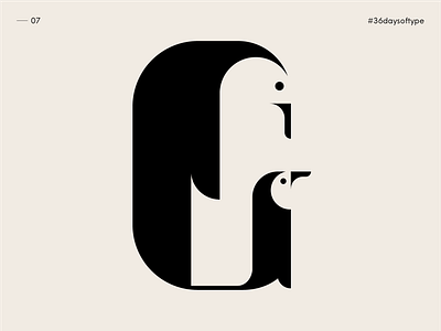 G as Galapagos Penguins - 36 Days of Type 2020 36daysoftype animal animal logo black and white johannlucchini logo logotype negative space negative space logo penguin penguins symbol type typeface