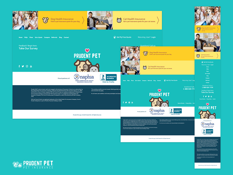 Prudent Pet Footer branding design footer footer design insurance marketing pet pet insurance pets ui ui design ux