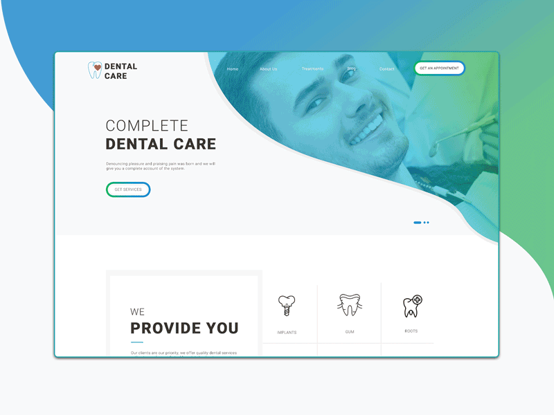 Dental Care UI banner design branding dental dental care dental clinic dentistry healthyteeth healthyteeth logo nocavities oralhealth photoshop ui uidesign webdesignagency webdesigner website website design